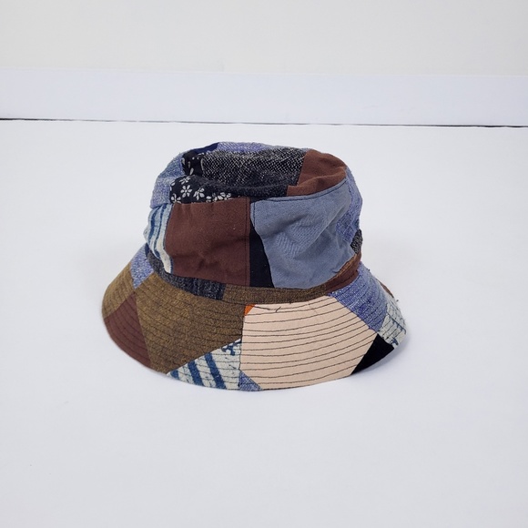Vintage Accessories - Patchwork bucket hat hemp cotton lined 90s y2k neutral earth tones